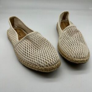 Me Too Kinley Cream Mesh Espadrille Flats Womens 7.5 Slip On Shoes Ivory